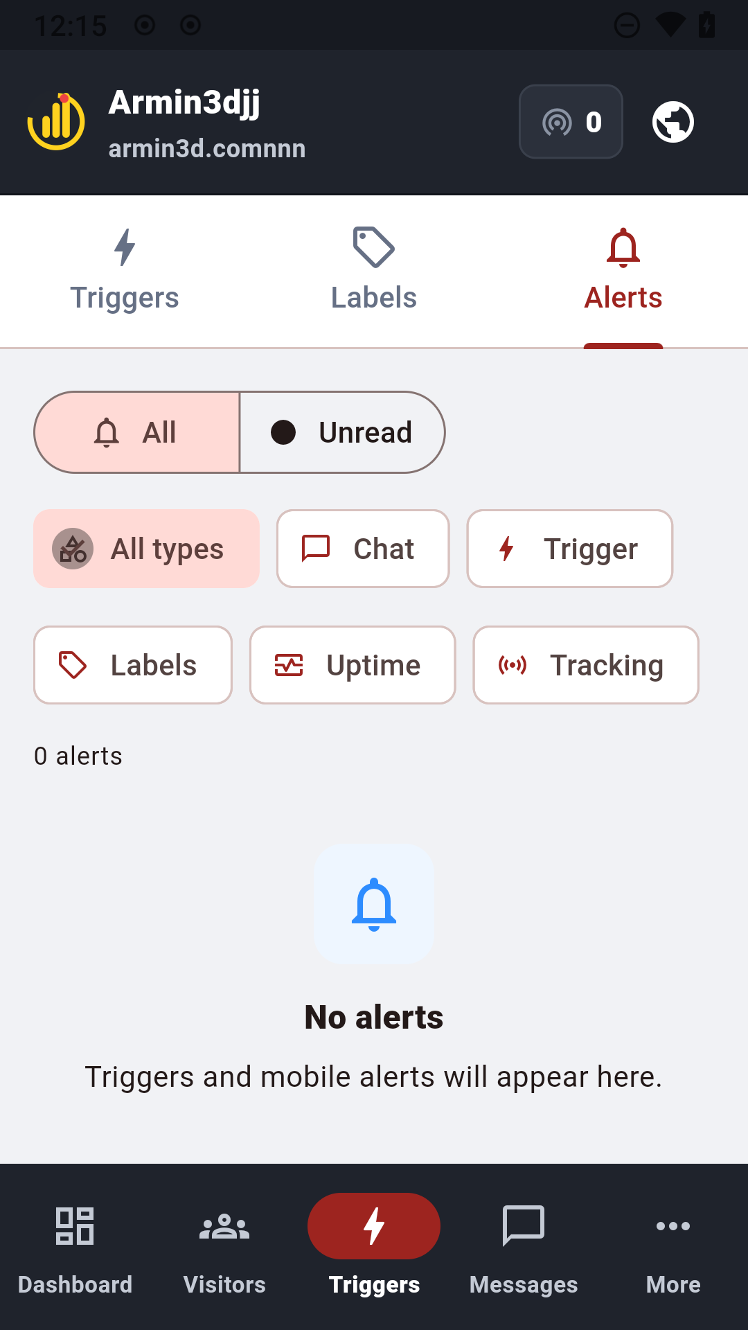 Hitsteps mobile alerts screen