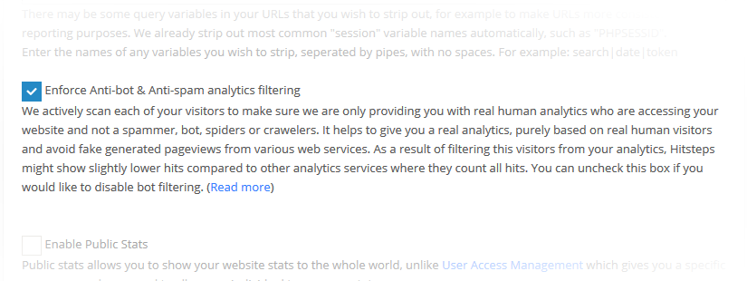 Enforce Anti-bot & Anti-spam analytics filtering